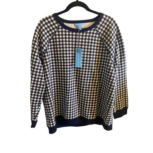 Draper James Tops - Draper James 1X Womens Natalie Sweatshirt Nassau Navy Gingham Classic Nautical